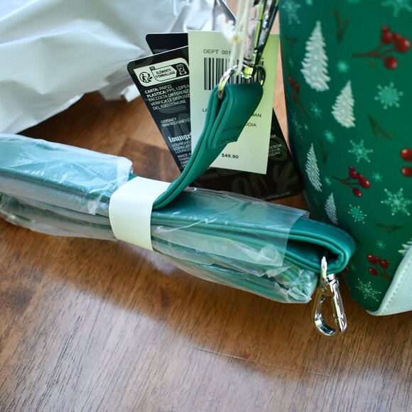 Loungefly Disney Mickey & Minnie Mouse Snowman Holiday Christmas Satchel Bag NWT - Picture 8 of 8